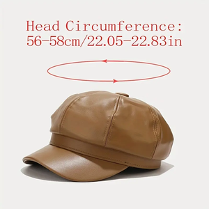 Boina <span class=keywords><strong>de</strong></span> Moda con Logotipo Personalizado para Mujer, Gorra Newsboy Octogonal <span class=keywords><strong>de</strong></span> Cuero PU para Otoño e Invierno, Boina <span class=keywords><strong>de</strong></span> Artista - Product Image 2