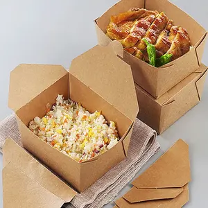 Boîtes de nourriture de repas en papier recyclables Récipient d'emballage alimentaire à emporter avec stratification mate Boîte à lunch pliable pour emporter