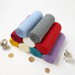 Mimixiong düz renk desen örme battaniye rahat yumuşak bebek örgü battaniye yenidoğan bebek için