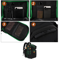 Sac à dos de sport Trailpop personnalisé avec logo, imperméable, pour les voyages, les week-ends, les exercices, noir et vert, fermeture éclair, 45L, sac à dos tactique de gym