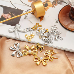 Liontin Baja Anti Karat Berlapis Emas Bentuk Pita, Bebas Karat, untuk Pembuatan Perhiasan, Gelang, Kalung, Liontin DIY - Product Image 3