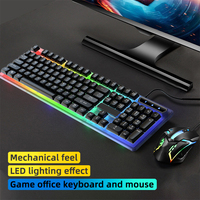 Fabrika Toptan Satış OEM Yeni Tam Boy LED USB Oyun Klavyesi Mouse Seti Gökkuşağı Aydınlatmalı