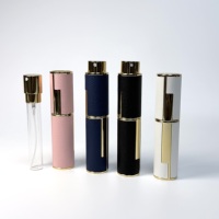 Atomiseur de parfum rotatif en cuir d'agneau 10 ml – Flacon de voyage premium rechargeable pour parfum de poche