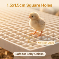 Nouveau panneau de sol en polypropylène à lattes pour poulets, facile à installer, avec 6 pieds de support, plateforme surélevée pour volailles, garantie de 3 ans
