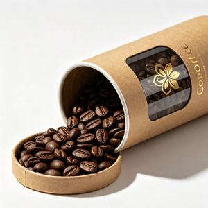 Custom Logo Cylindrical <b>Paper</b> Tube with Window for Coffee Beans, Craft <b>Paper</b> <b>Packaging</b>, Gold Foil Printing, Recyclable Design - Product Image 4