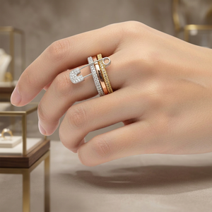 Luxury 18K Solid <b>Gold</b> Diamond <b>Cocktail</b> <b>Ring</b> Rhodium Plated Unisex Everyday Wear Round Brilliant Cut - Product Image 3