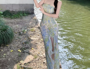 <span class=keywords><strong>Vestido</strong></span> de Fiesta Cheongsam de Alta Gama, <span class=keywords><strong>Estilo</strong></span> <span class=keywords><strong>Chino</strong></span> Moderno, Floral, Exquisito, Sin Tirantes, para Mujer, 2026 - Product Image 6