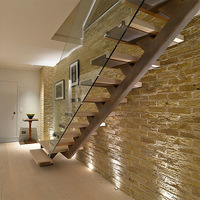 Escalier préfabriqué avec main courante en verre et bois, escalier d'escalier rétractable pour grenier