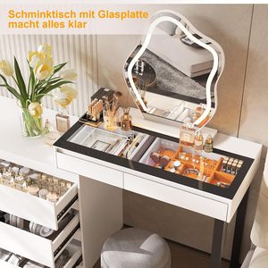 Tables de maquillage avec plateau en verre, miroir en forme de nuage et station de charge, directement de l'usine SENYU, avec éclairage LED - Product Image 4