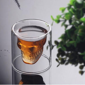 Kafatası şekilli çift duvar shot cam bardak cadılar bayramı hediyeler kafatası gözlük - Product Image 4
