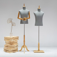 Mannequin de veste à prix de gros, torse debout factice, Mannequin pour hommes, bras en bois, demi-corps supérieur, Mannequin masculin pour affichage de costumes