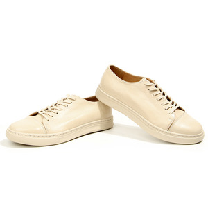 Off White <b>Leather</b> <b>Sneakers</b> Lace Up Solid Color Breathable Youth Casual Shoes - Product Image 4