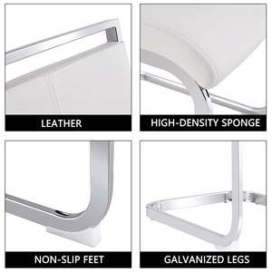 كراسي طعام بيضاء عالية الجودة بتصميم اسكندنافي بارتفاع المنضدة كراسي حديثة من الجلد مع مقاعد عشاء بظهر مرتفع - Product Image 6