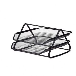 Organisateur de bureau en métal grillagé empilable avec 2 plateaux pour documents et dossiers - Product Image 2