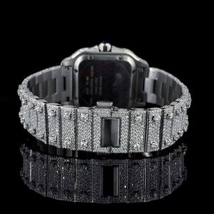 Reloj de Lujo con Moissanita Cuadrada y Cuarzo, Elegante Reloj de Diseño en Acero Inoxidable con Detalles de Piedras Preciosas Brillantes - Product Image 4