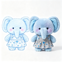 Adorable poupée éléphant bleu avec robe étoilée, compagnon câlin, jouet doux au toucher pour bébé, nouveau-né, filles, garçons, cadeau