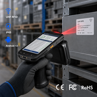 Lector RFID UHF Portátil Android 13, Largo Alcance de 20m, Escáner de Códigos de Barras 1D/2D, PDA Resistente de 5 Pulgadas para Inventario de Almacén, en Stock