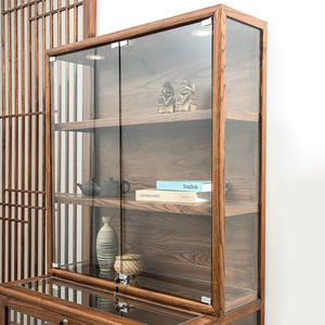 Gabinete de Isla de joyería de madera maciza moderna, Mostrador de cristal transparente para exhibición de vino de tabaco de museo, muebles de sala de estar elegantes - Product Image 4