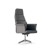 Chaise de bureau de direction en cuir, accoudoirs fixes contemporains, base en acier inoxydable véritable, hauteur réglable, chaise de conférence haute