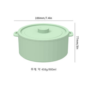 หม้อซิลิโคนสำหรับนึ่งอาหารในไมโครเวฟ พร้อมฝาปิดและหูจับ ผลิตในเกาหลี ใช้สำหรับนึ่งอาหาร ต้มบะหมี่กึ่งสำเร็จรูป ปลอดสาร BPA เหมาะสำหรับผัก - Product Image 6