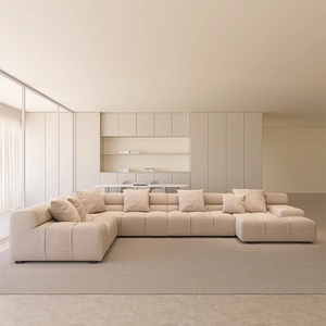 Ensemble de canapé modulaire moderne et polyvalent avec coussins en peluche en tissu semblable à du lin pour les salons de la maison Salon Canapé de chambre d'appartement - Product Image 5