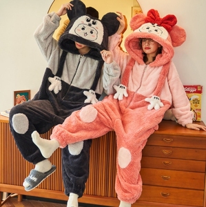 Amantes Pijamas Mujer invierno felpa Animal pijamas dibujos animados <span class=keywords><strong>dinosaurio</strong></span> nuevo grueso Coral terciopelo hombres hogar Animal onesies traje - Product Image 4