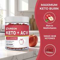 Gummies au vinaigre de cidre de pomme Pureon, formule personnalisée, ACV avec Keto B12, détox intestinal, gummies véganes pour la perte de poids pour adultes