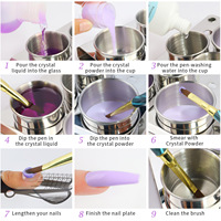 TSZS Lot de 3 coupelles en acier inoxydable pour désinfection des ongles, récipients à liquide acrylique pour manucure en salon, avec couvercles métalliques