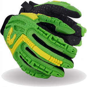 Gants de sécurité anti-choc en PU vert et jaune, avec bande élastique antidérapante intégrale pour poignet, idéaux pour le travail agricole - Product Image 1