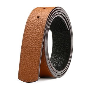 <span class=keywords><strong>Sangle</strong></span> de ceinture de remplacement en cuir pleine fleur véritable, double face, réversible, sans boucle - Product Image 3