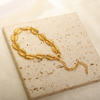 Bracelet Bohème Tendance Style Océan en Acier Inoxydable Plaqué Or 18K PVD avec Breloque Coquillage Creux Géométrique
