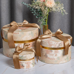 Cajas de Regalo Redondas de Lujo con Relieve, Populares y Bonitas, Tipo Cubo, para Cumpleaños, con Diseño de Caja Ranurada y Cinta - Product Image 1