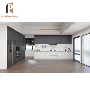 Gran oferta, laca de alto brillo, muebles de diseño moderno, juego de armario de pared de cocina en forma de <span class=keywords><strong>L</strong></span> con herrajes para el hogar - Product Image 2