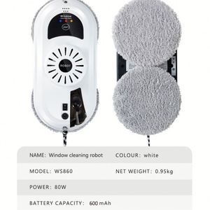 LANJI WS860 Robot de nettoyage de vitres d'extérieur ultrasonique 80W 2000mAh Batterie 30-60min d'autonomie Navigation infrarouge automatique électrique - Product Image 5