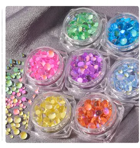 Nail Supplier Glitter Colorful Mermaid Round Crystal 3D Diamond Beautiful jewelry Shining Nail Art Rhinestones