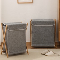 Panier à linge pliable en tissu lin-coton pour la maison, panier de rangement pour vêtements, panier à linge