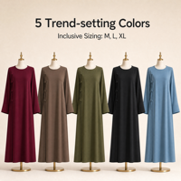Chemisier ample élégant pour femmes grandes tailles en tissu Nidha, col rond, boutons chinois, mode musulmane, vente en gros