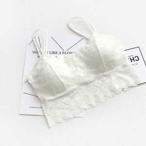 823 Women Floral Sweet Breathable Quick Dry <b>Woolen</b> Halter Neck Short Tank <b>Tops</b> Padded Chest Lace Bralette Front Logo Fitness - Product Image 4