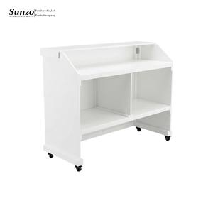 Bancone Bar <span class=keywords><strong>in</strong></span> Legno Bianco per Matrimoni ed Eventi, Rimovibile con Ruote, per Cene, Feste, Club e Arredamento Bar - Product Image 4