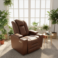 Fauteuil inclinable électrique en cuir confortable avec éclairage LED pour un salon familial chaleureux - Nouvelle arrivée Frank
