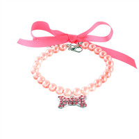 Collier ajustable pour animaux de compagnie avec perles, motif uni, pour chats et chiens