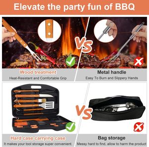 Ustensiles de barbecue robustes en acier inoxydable, ensemble multi-outils 19 pièces, qualité alimentaire, compatibles lave-vaisselle, pour barbecue extérieur, vente en gros - Product Image 5