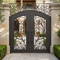 Portes d'entrée en acier inoxydable de style victorien moderne, portails de sécurité extérieurs pour application frontale, résistants aux intempéries