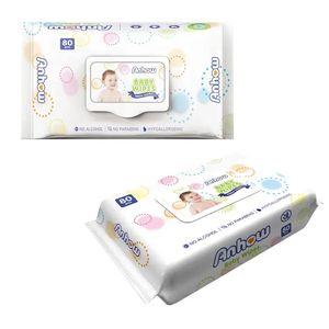 <span class=keywords><strong>Toalla</strong></span> húmeda para bebé amigable con la piel con fragancia, 40GSM no tejido 15*20cm 80 toallitas faciales de succión Anhow para bebé - Product Image 1