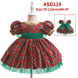 Nuovissimi Vestiti a Quadri Rossi a Maniche Corte per Bambine Meiqiai, Abbigliamento per Bambine con Grande Fiocco, Stile Boutique Invernale Adorabile - Product Image 6