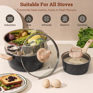 Nhiệt đáp ứng nhôm ban đầu Granite 22 PCS Cookware Set chống gỉ bề mặt không dính <span class=keywords><strong>Pan</strong></span> Cookware Set - Product Image 5