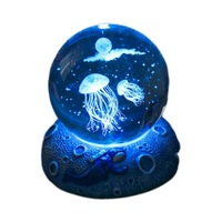 Honneur de cristal méduse dauphin étoile poisson Laser sculpté lampe de Table créative 3d boule de cristal veilleuse pour la décoration