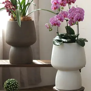 Vasos de flores de fibra de vidro nórdicos grande decoração de varanda ao ar livre vaso de cerâmica de argila de fibra