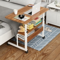 Table d'appoint pliable pour ordinateur portable, réglable en hauteur, facile à transporter, en MDF et métal, idéale pour lit, chambre, salon ou comme table d'étudiant.