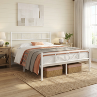 Lit plateforme moderne personnalisable en métal et bois Deluxstar IB-25-17 – Tailles Queen/Full/Personnalisées – Stable et durable pour chambre et appartement – Garantie 3 ans